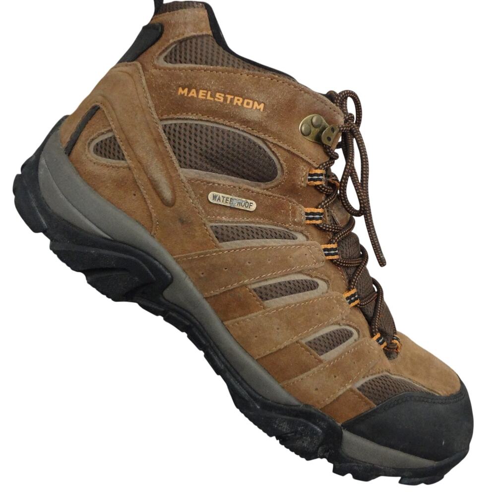 Maelstrom Mid Hiking Boots Lug Trail Brown Suede Leather Mens 14 WATERPROOF
